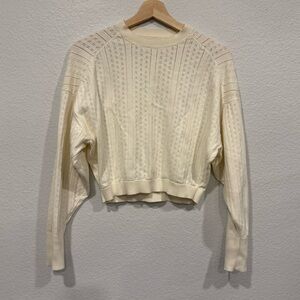 James Street Co. Ivory Eyelet Cotton Cashmere Sweater XS